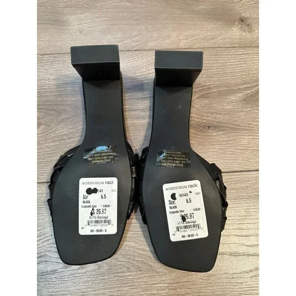 Halston woven  black block heel shoes - Picture 4 of 8